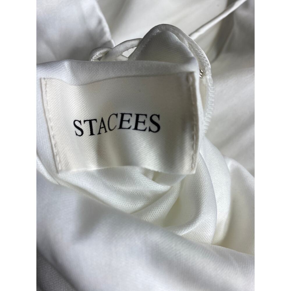 Brand New Stacees Women's Medium White ivory Wedding Maxi Dress Gown Prom - Picture 7 of 7
